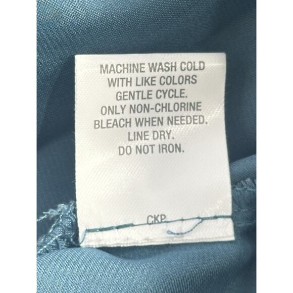 Roz & Ali Womens Boho 1X Teal Baroque Print Blouse 3/4 Sleeve Bubble Hem Top - Picture 16 of 16